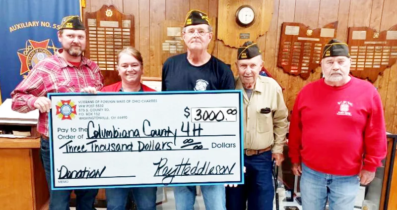 Washingtonville VFW donation to Columbiana County 4-H
